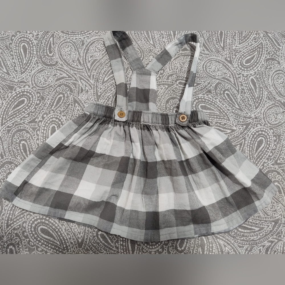 18 Month grey/white suspender skirt